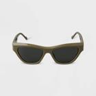 Women's Plastic Angular Cateye Sunglasses - A New Day Green