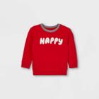 Toddler Boys' Valentine's Day Happy Fleece Pullover Sweatshirt With Elbow Patches - Cat & Jack Red