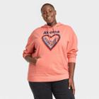 No Brand Black History Month Women's Plus Size Akoma Hooded Sweatshirt - Coral Pink Hearts