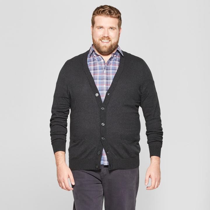 Men's Big & Tall Lightweight Cardigan - Goodfellow & Co Black Heather