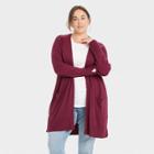 Women's Plus Size Cardigan - Ava & Viv Burgundy X, Red
