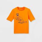 Boys' Dino Print Short Sleeve Rash Guard Swim Shirt - Cat & Jack Orange