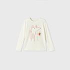 Girls' Long Sleeve Latte Fox Graphic T-shirt - Cat & Jack Cream