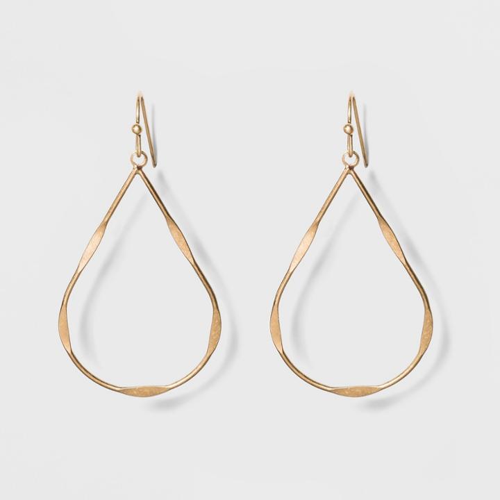Textured Wire Teardrop Drop Earrings - Universal Thread Gold