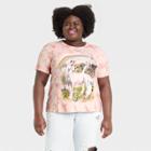 Doe. Women's Plus Size Enchanted Forest Unicorn Short Sleeve Graphic T-shirt - Pink