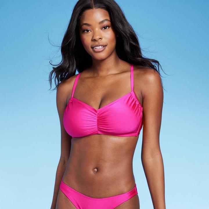 Juniors' Shiny Bralette Bikini Top - Xhilaration Pink D/dd Cup