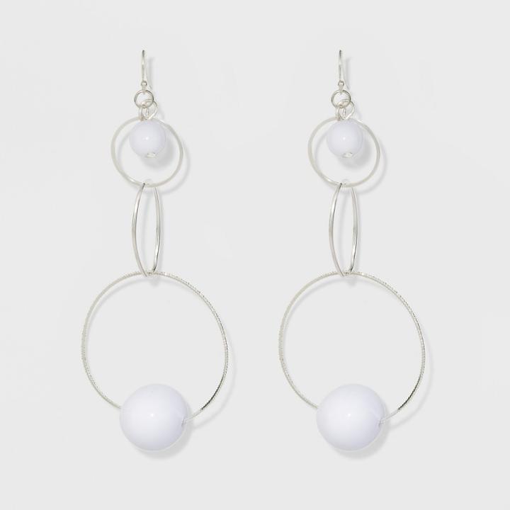 Metal Rings And White Beads Earrings - A New Day