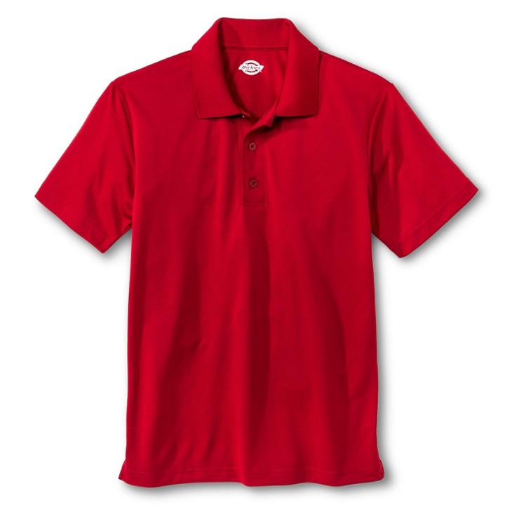 Dickies Young Men's Performance Uniform Polo Shirt - Red Xxl, English Red