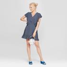 Women's Short Angel Sleeve Dress - A New Day Blue