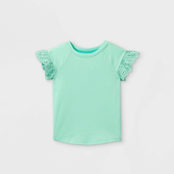Toddler Girls' Eyelet Short Sleeve T-shirt - Cat & Jack Green