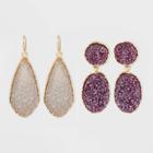 Sugarfix By Baublebar Druzy Drop Earring Gift Set - Deep Fuschia/white, Women's