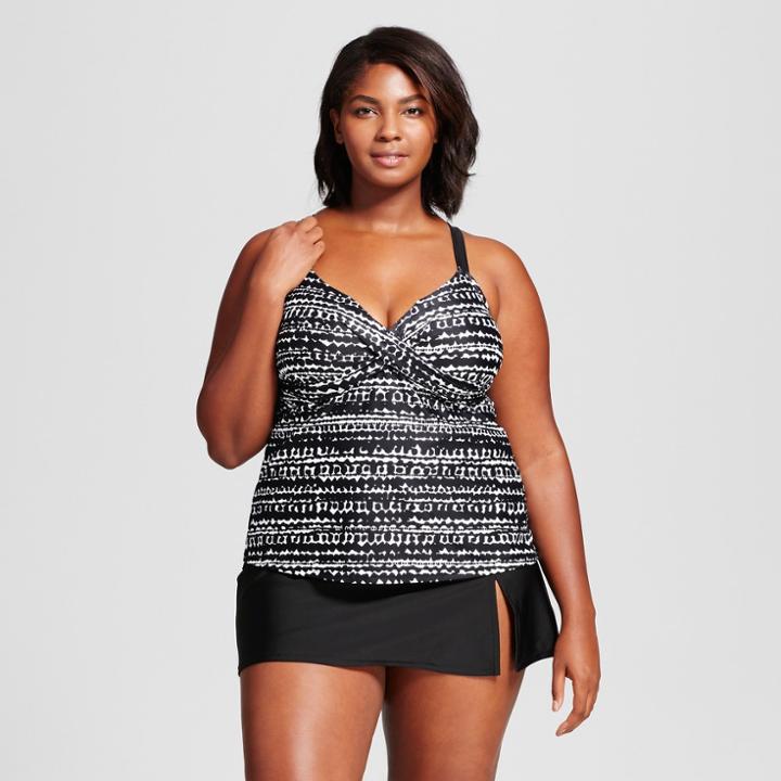 Women's X Back Tankini - Ava & Viv Black/white