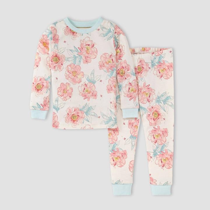 Burt's Bees Baby Toddler Girls' Elegant Floral Organic Cotton Pajama Set -