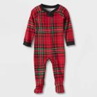 Baby Holiday Tartan Plaid Flannel Matching Family Footed Pajama - Wondershop Red