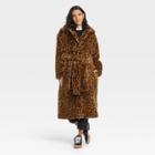 Women's Faux Fur Jacket - A New Day Brown Leopard Print
