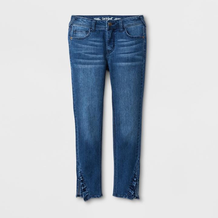 Plus Size Girls' Skinny Ruffle Hem Jeans - Cat & Jack Blue