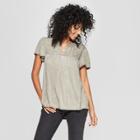 Women's Short Sleeve Lace Yoke Blouse - Knox Rose Green