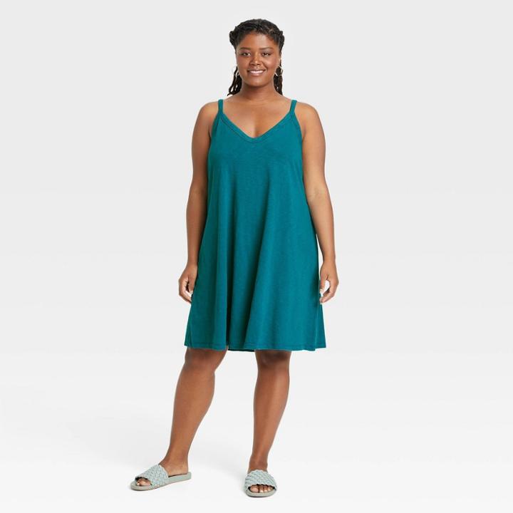 Women's Plus Size Razor Back Knit Tank Dress - Universal Thread Blue