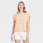 Women's Striped Crewneck Extended Shoulder Sweater Vest - Universal Thread Peach