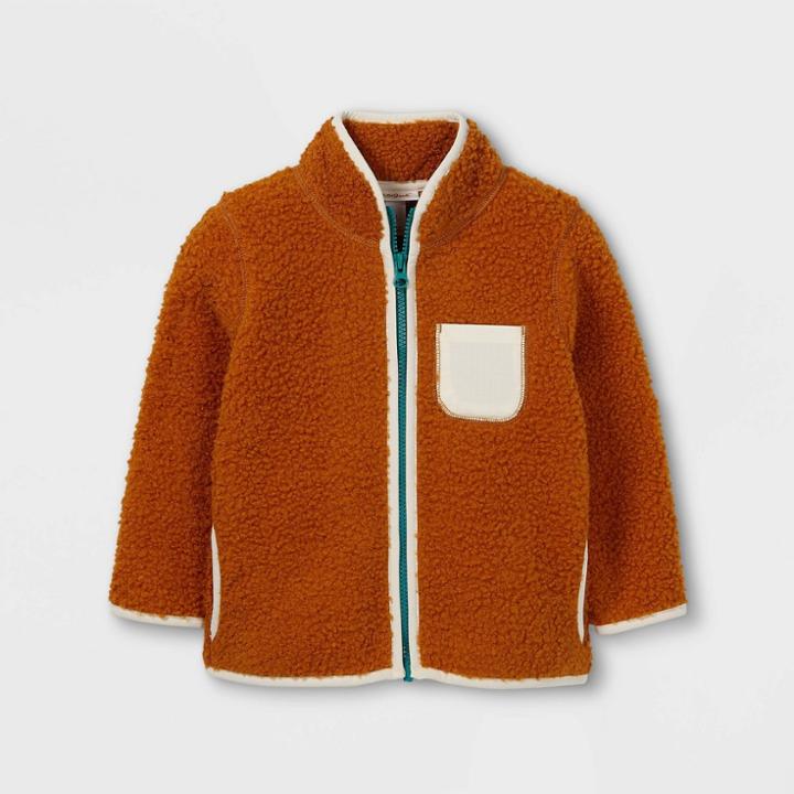 Toddler Sherpa Zip-up Sweatshirt - Cat & Jack Rust