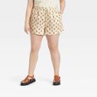 Women's Plus Size High-rise Pull-on Shorts - A New Day Beige