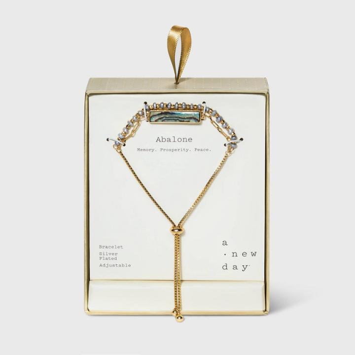 Semi-precious Abalone Double Strand Bolo Bracelet - A New Day Gold
