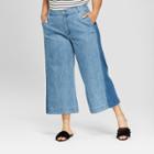 Women's Plus Size Straight Leg High-rise Mixed Denim Crop Jeans - Who What Wear Medium Wash