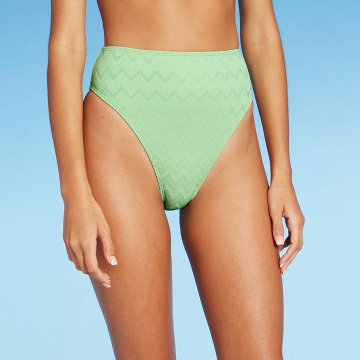 Juniors' Textured High Leg High Waist Bikini Bottom - Xhilaration Pistachio
