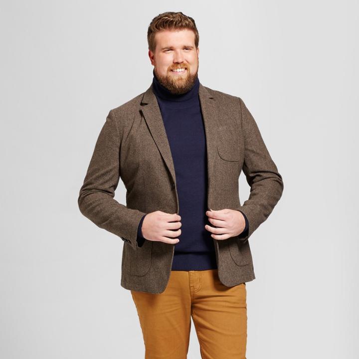 Men's Big & Tall Herringbone Blazer - Goodfellow & Co Brown