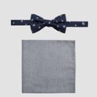 Men's Delano Snowflake Bow Tie And Pocket Square Set - Goodfellow & Co Navy One Size,