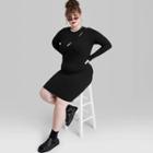 Women's Plus Size Long Sleeve Cut Out Detail Knit Bodycon Dress - Wild Fable Black