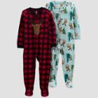 Baby Boys' Buffalo Check Fleece Footed Pajama - Just One You Made By Carter's Blue/red