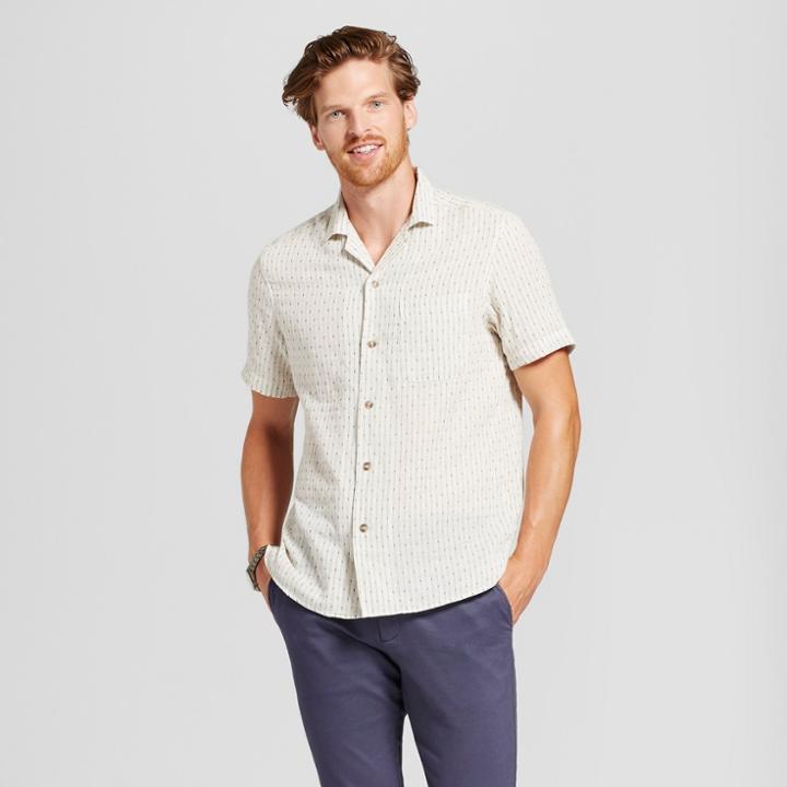 Men's Standard Fit Short Sleeve Button-down Shirt - Goodfellow & Co Cream (ivory)