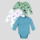 Lamaze Baby Boys' 3pk Star Printed Organic Cotton Bodysuit - Blue/green/white