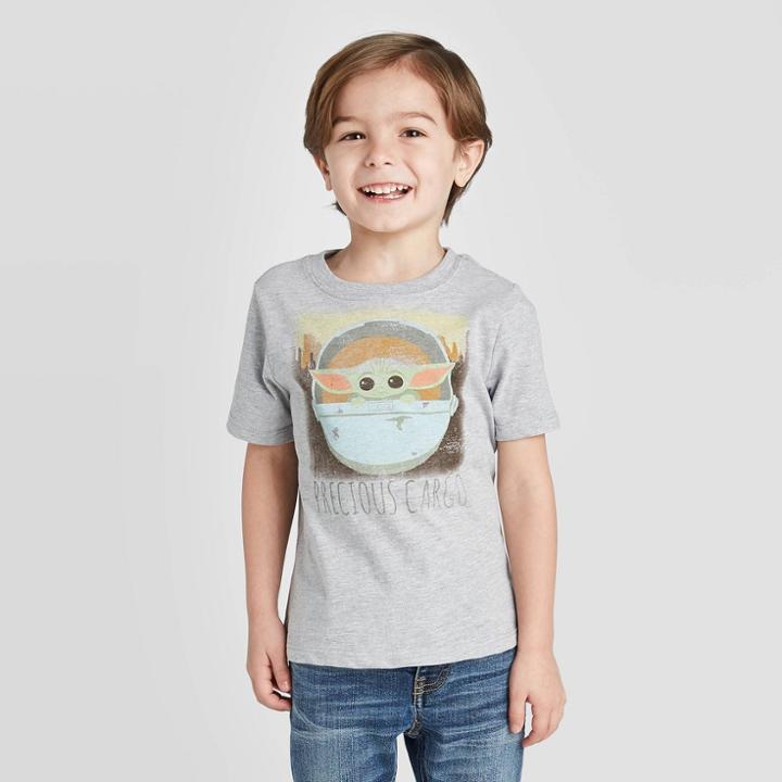 Lucasfilm Petitetoddler Boys' Baby Yoda Short Sleeve T-shirt - Gray