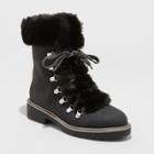 Women's Neveah Faux Fur Lace Up Boots - A New Day Black