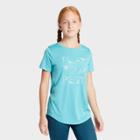 Petitegirls' Short Sleeve Play Your Best Graphic T-shirt - All In Motion Turquoise Xs, Girl's, Blue