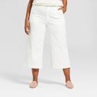 Women's Plus Size Wide Leg Denim Crop Pants - A New Day White