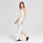Women's Polka Dot Ruffle Maxi Dress With Tie Back - Necessary Objects White