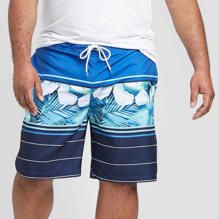 Men's Big & Tall 9 Floral Engineered Swim Shorts - Goodfellow & Co Blue