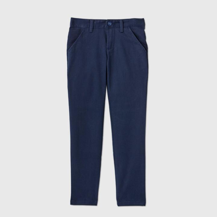 Girls' Flat Front Stretch Uniform Skinny Pants - Cat & Jack Navy