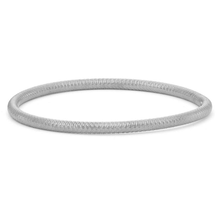 Tiara Sterling Silver Diamond-cut Bangle, White