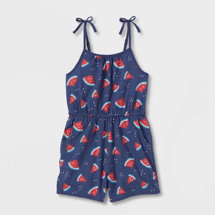 Girls' Adaptive Abdominal Access Romper - Cat & Jack Navy