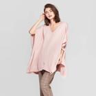 Women's Turtleneck Pullover Poncho Wrap Jacket - A New Day Smoked Pink