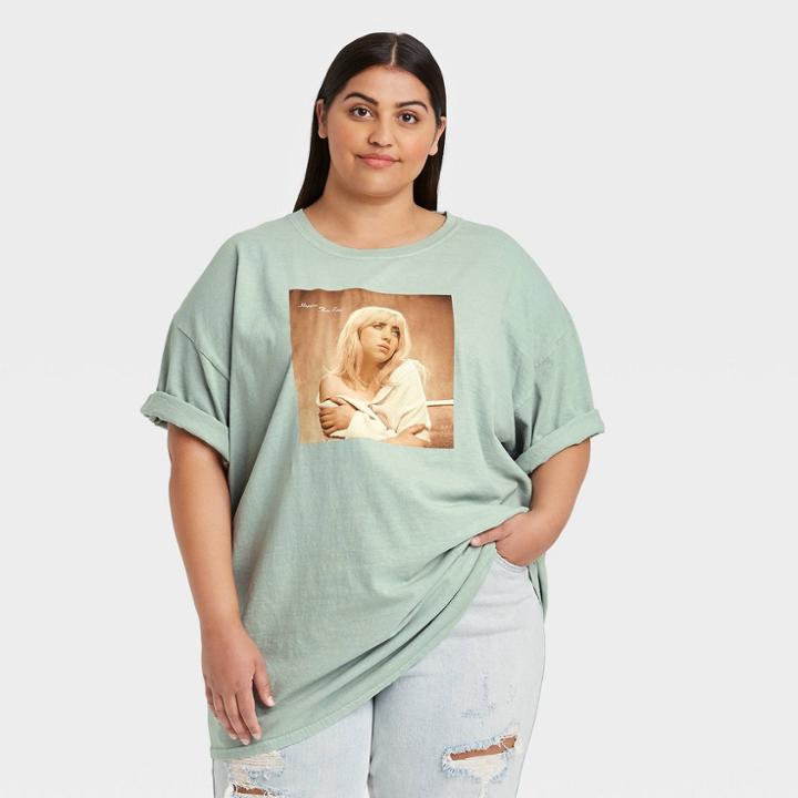 Women's Billie Eilish Plus Size Happier Than Ever Short Sleeve Graphic T-shirt - Blue