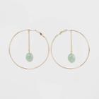 Acrylic Beaded Clutchless Hoop Earrings - A New Day Jade, Women's, Green