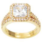 2 2/5 Ct. T.w. Journee Collection Cushion Cut Cz Basket Set Halo Ring In Brass - Gold