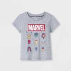Toddler Girls' Marvel Team Short Sleeve Graphic T-shirt - Heathered Gray