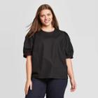 Women's Plus Size Balloon Short Sleeve Top - A New Day Black