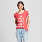 Women's I'm A Solid Right Swipe Short Sleeve T-shirt - Mighty Fine (juniors') Red